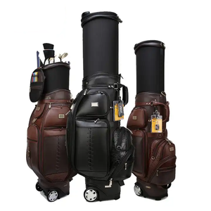 Alta capacidade personalizada pode conter 13-14 clubes Men Genuine Leather Golf Bag
