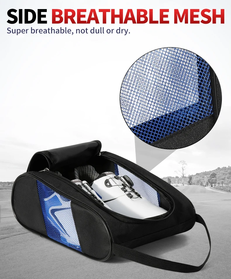 Sapatos de golfe portáteis personalizados Bolsa de sapato de zíper Luz de transportadora respirável e bolsa de viagem prática à prova d'água à prova de poeira