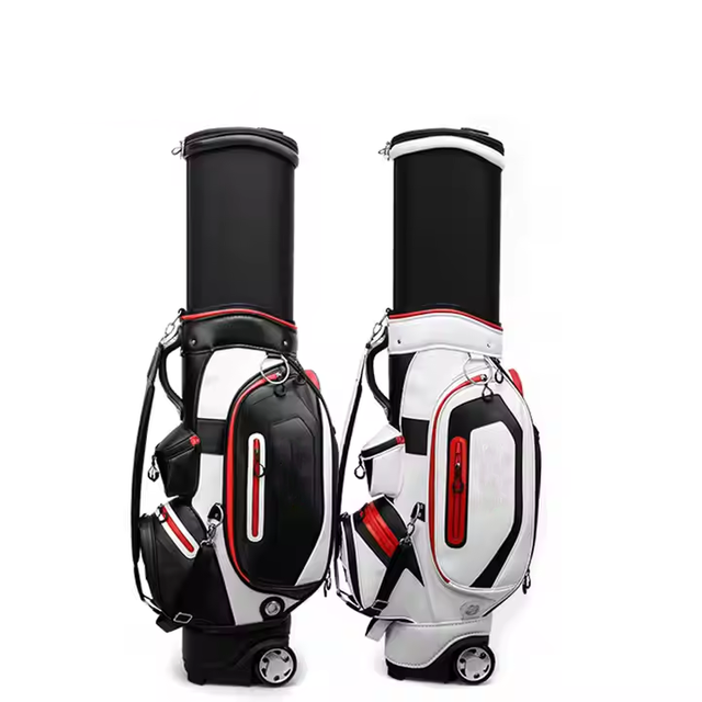 Bolsa de golfe retrátil à prova d'água multifuncional com roda em preto e branco frio