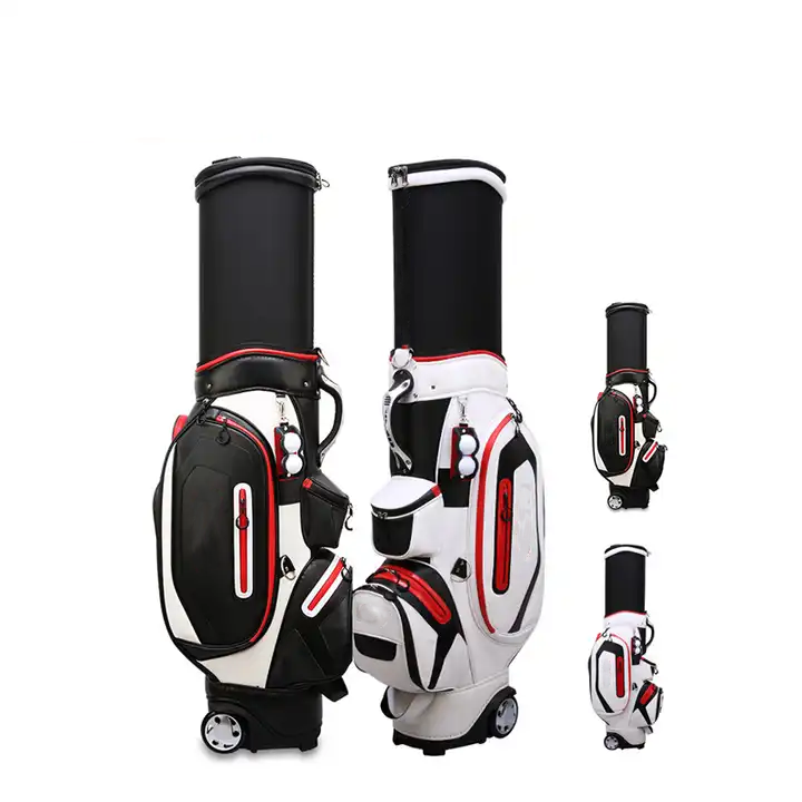 Bolsa de golfe retrátil à prova d'água multifuncional com roda em preto e branco frio